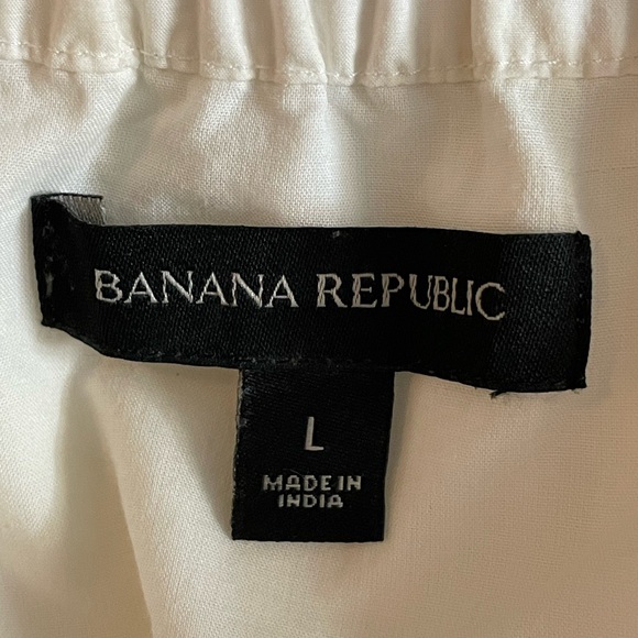 Banana Republic on off shoulder White Cotton Dress size large short sleeve lined - Picture 15 of 16